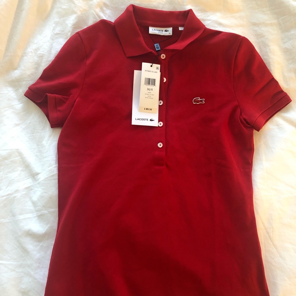 Authentic LACOSTE slim polo - RED - Size 4
